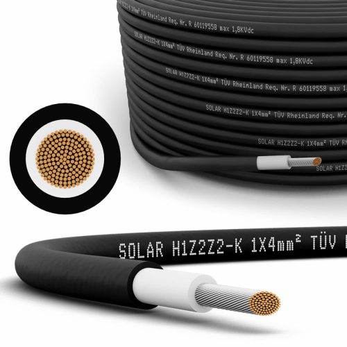 AR Solar Cable H1Z2Z2 1×6 mm2 R1000 (black) Overall Diameter 6.10 +/- 0,15 / 1500V DC (TUV)