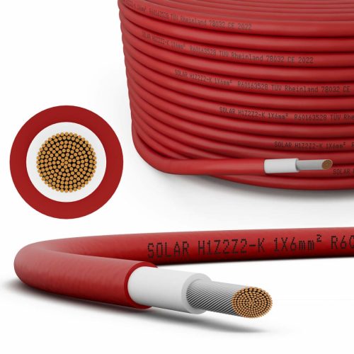 AR Solar Cable H1Z2Z2 1×6 mm2 R1000 (red) Overall Diameter 6.10 +/- 0,15 / 1500V DC (TUV)