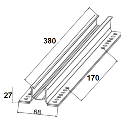 AR2 SYSTEMS Fix roof Mini Rail 12+EPDM L=380mm ( no screws)